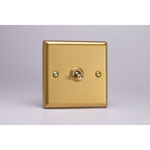 XBT7 Varilight 1 Gang Intermediate (3 Way) 10 Amp Toggle Switch Classic Brushed Brass Effect