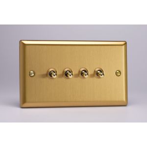 XBT9 Varilight 4 Gang 10 Amp Toggle Switch Classic Brushed Brass Effect