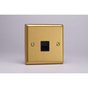 XBTMB Varilight 1 Gang Black Telephone Master Socket Classic Brushed Brass Effect