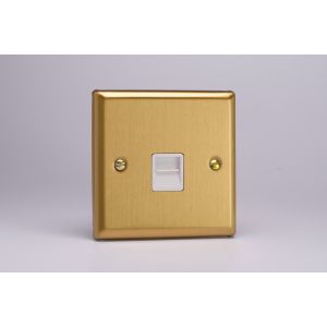 XBTMW Varilight 1 Gang WhiteTelephone Master Socket Classic Brushed Brass Effect