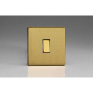 XDBBP1S Varilight 1 Gang 10 Amp Push-to-make, Bell Push, Retractive Switch Screwless Brushed Brass Effect Finish With Polished Brass Switch