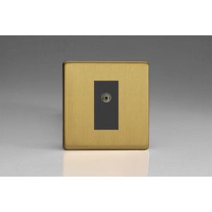 XDBG8BS [XDBG1S + D8B] Varilight 1 Gang Black Co-axial TV Socket Screwless Brushed Brass Effect Finish