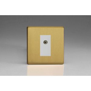 XDBG8ISOWS [XDBG1S + D8ISOW] Varilight 1 Gang White Isolated Co-axial TV Socket Screwless Brushed Brass Effect Finish