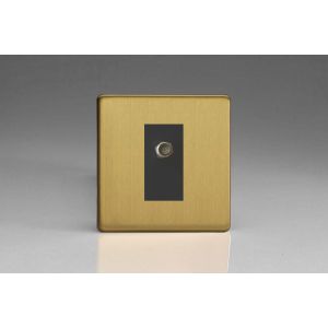 XDBG8SBS [XDBG1S + D8SB] Varilight 1 Gang Black Satellite TV Socket Screwless Brushed Brass Effect Finish