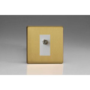 XDBG8SWS [XDBG1S + D8SW] Varilight 1 Gang White Satellite TV Socket Screwless Brushed Brass Effect Finish