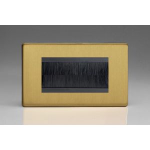 XDBGBRDBS [XDBG4S + DBRDB] Varilight 4 Gang Black Data Brush Outlet Screwless Brushed Brass Effect Finish