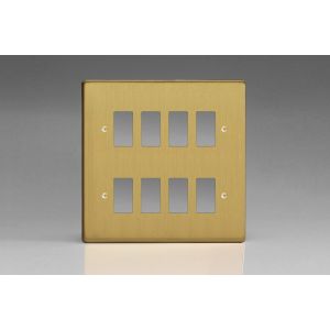 XDBPG8 [PLUS 2 x PGRID4 SUBSTRATES] Varilight 8 Gang Power Grid Faceplate Including  Power Grid Frames Dimension Brushed Brass Effect Finish