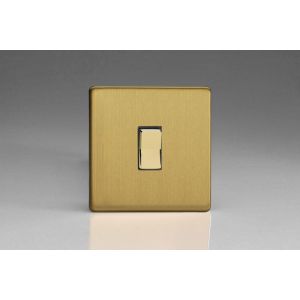 XDBR1S Varilight 1 Gang 10 Amp 2 Way & Off Retractive Switch Screwless Brushed Brass Effect Finish With Polished Brass Switch