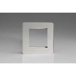 XDCG2S Varilight 2 Gang Data Grid Face Plate For 2 Data Module Widths Screwless Polished Chrome Coated