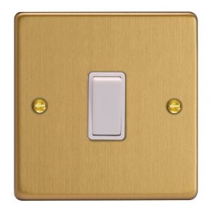 XDE1W.BB Varilight 1 Gang 10 Amp Switch Essential Brushed Brass Finish With White Switch