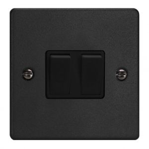 XDE2B.MB Varilight 2 Gang 10 Amp Switch Essential Matt Black Finish With Black Switches