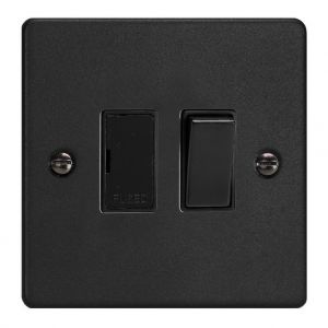 XDE6B.MB Varilight 1 Gang 13 Amp Double Pole Switched Fused Spur Essential Matt Black Finish With Black Switch and Fuse Cover