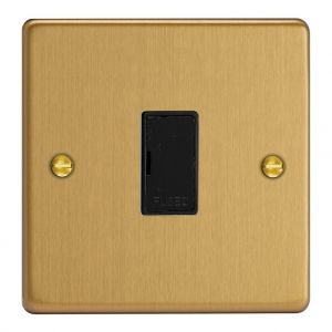 XDE6UB.BB Varilight 1 Gang 13 Amp Unswitched Fused Spur Essential Brushed Brass Finish With Black Fuse Cover