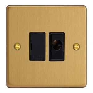 XDE6UFOB.BB Varilight 1 Gang 13 Amp Unswitched Fused Spur with Flex Outlet Essential Brushed Brass Finish With Black Fuse Cover and Flex Outlet