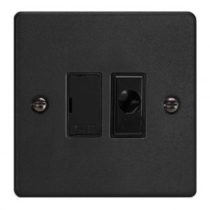 XDE6UFOB.MB Varilight 1 Gang 13 Amp Unswitched Fused Spur with Flex Outlet Essential Matt Black Finish With Black Fuse Cover and Flex Outlet