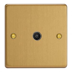 XDE8.BB Varilight 1 Gang Co-axial TV Socket Essential Brushed Brass Finish