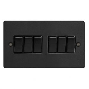 XDE96B.MB Varilight 6 Gang 10 Amp Switch Essential Matt Black Finish With Black Switches