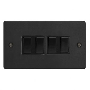 XDE9B.MB Varilight 4 Gang 10 Amp Switch Essential Matt Black Finish With Black Switches