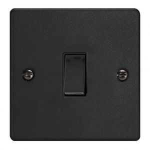 XDEBP1B.MB [XDEPGY1.MB +  G100PB] Varilight 1 Gang 10 Amp Push-to-make, Bell Push, Retractive Switch Essential Matt Black Finish With Black Switch