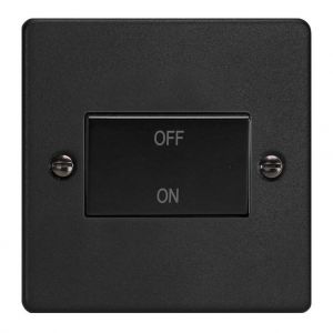 XDEFIB.MB Varilight Fan Isolating 10 Amp Triple Pole Switch Essential Matt Black Finish With Black Switch