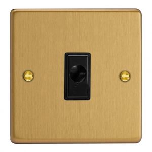 XDEFOB.BB Varilight Flex Outlet 16 Amp with Cable Clamp Essential Brushed Brass Finish With Black Flex Outlet