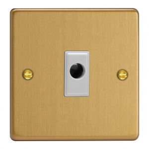 XDEFOW.BB Varilight Flex Outlet 16 Amp with Cable Clamp Essential Brushed Brass Finish With White Flex Outlet