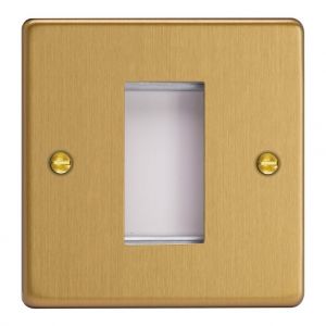 XDEG1.BB Varilight 1 Gang Data Grid Face Plate For 1 Data Module Width Essential Brushed Brass Finish