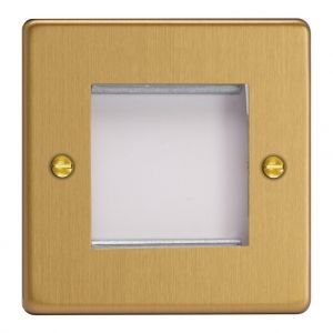 XDEG2.BB Varilight 2 Gang Data Grid Face Plate For 2 Data Module Widths Essential Brushed Brass Finish