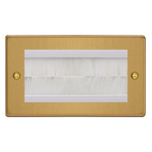 XDEGBRDW.BB [XDEG4.BB + DBRDW] Varilight 4 Gang White Data Brush Outlet Essential Brushed Brass Finish