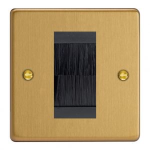 XDEGBRHB.BB [XDEG1.BB + DBRHB] Varilight 1 Gang Black Data Brush Outlet Essential Brushed Brass Finish