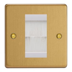 XDEGBRHW.BB [XDEG1.BB + DBRHW] Varilight 1 Gang White Data Brush Outlet Essential Brushed Brass Finish