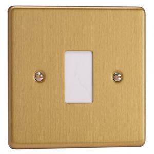 XDEPGY1.BB Varilight 1 Gang Power Grid Screwless Faceplate Including Power Grid Frame Essential Brushed Brass Finish