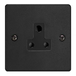 XDERP5AB.MB Varilight 1 Gang 5 Amp Black Round Pin Socket 0-1150 Watts Essential Matt Black Finish With Black Socket