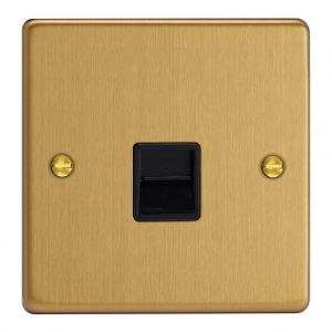 XDEGTMB.BB Varilight 1 Gang Black Telephone Master Socket Essential Brushed Brass Finish