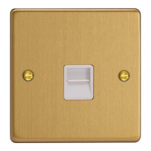 XDEGTSW.BB Varilight 1 Gang White Telephone Slave Socket Essential Brushed Brass Finish