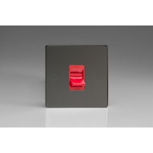 XDI45SS Varilight 45 Amp Double Pole Cooker Switch Screwless Iridium Black (Gloss) Effect Finish With Red Switch