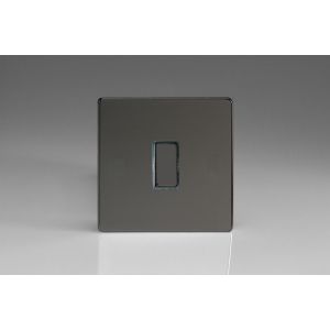 XDIBP1S Varilight 1 Gang 10 Amp Push-to-make, Bell Push, Retractive Switch Screwless Iridium Black (Gloss) Effect Finish With Iridium Black Switch