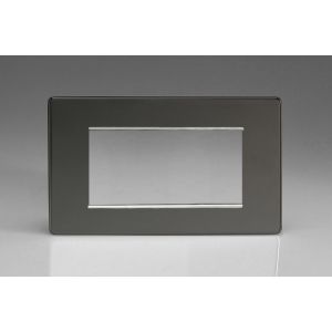 XDIG4S Varilight 4 Gang Data Grid Face Plate For 3 or 4 Data Module Widths Screwless Iridium Black (Gloss) Effect Finish