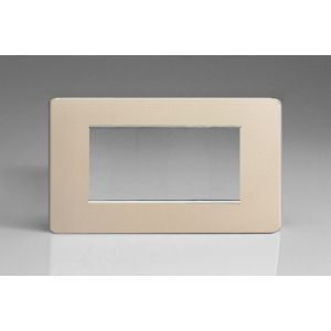 XDNG4S Varilight 4 Gang Data Grid Face Plate For 3 or 4 Data Module Widths Screwless Satin Chrome Effect Finish