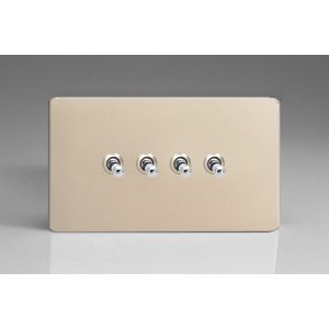 XDNT9S Varilight 4 Gang 10 Amp Toggle Switch Screwless Satin Chrome Effect Finish With Chrome Toggle Switches