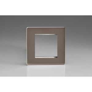 XDRG2S Varilight 2 Gang Data Grid Face Plate For 2 Data Module Widths Screwless Pewter Effect Finish