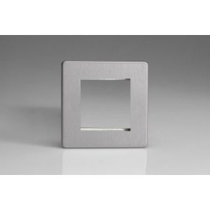 XDSG2S Varilight 2 Gang Data Grid Face Plate For 2 Data Module Widths Screwless Brushed Stainless Steel