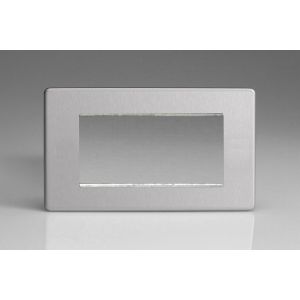 XDSG4S Varilight 4 Gang Data Grid Face Plate For 3 or 4 Data Module Widths Screwless Brushed Stainless Steel