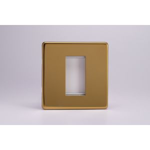 XDVG1S Varilight 1 Gang Data Grid Face Plate For 1 Data Module Width Screwless Polished Brass Coated