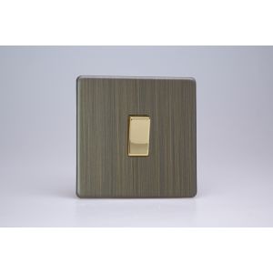 XDY1S.AB Varilight 1 Gang 10 Amp Switch Urban Screwless Antique (Brushed) Brass Finish With Polished Brass Switch