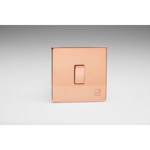 XDY1S.AC Varilight 1 Gang 10 Amp Switch Screwless Antimicrobial/Antiviral Unlaquered Copper Cu29 