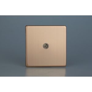 XDY8S.BC Varilight 1 Gang Co-axial TV Socket Urban Screwless Brushed Copper Finish