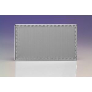 XDYDBS.JS Varilight Double Blank Plate Screwless Jubilee Beaded Brushed Steel Effect Finish