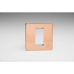 Varilight 1 Gang Data Grid Face Plate For 1 Data Module Width Screwless Antimicrobial/Antiviral Unlaquered Copper Cu29 