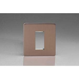 XDYG1S.BZ Varilight 1 Gang Data Grid Face Plate For 1 Data Module Width Urban Screwless Brushed Bronze Effect Finish